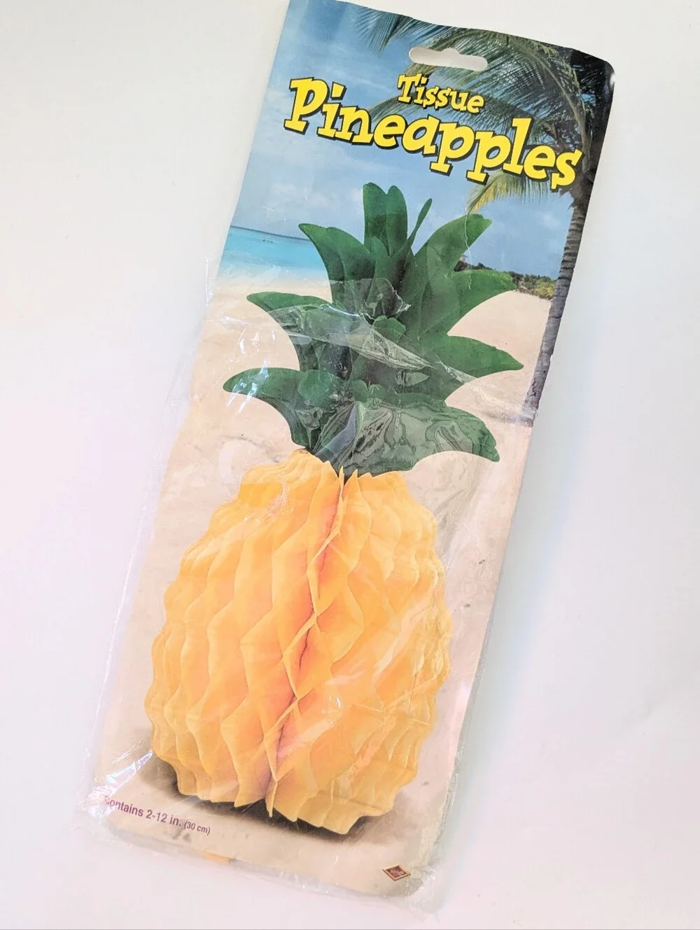 Vintage 1988 Beistle Tissue Paper Pineapple Centerpiece Luau Party Decor 12
